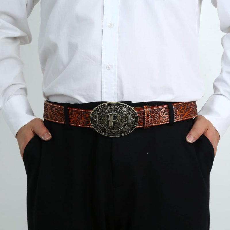 Fibbadet Store Belt Buckles Men Initial Letters A-Z Western Rodeo Cowboy Cowgirl Belt Buckle for Men Boys Halloween Birthday Party - Image 5